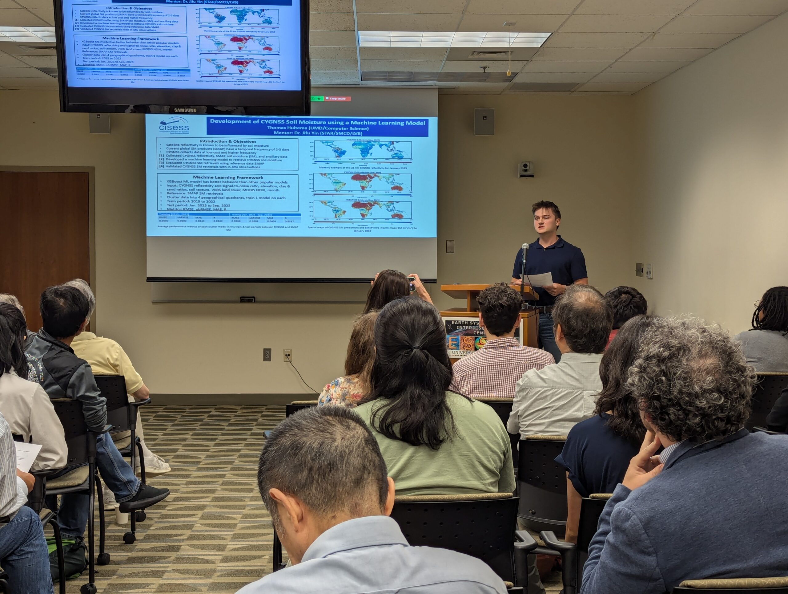 Thomas Huitema presents "Development of CYGNSS Soil Moisture using a Machine Learning Model"