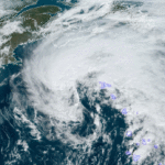 Figure 9: GOES-East Full Disk GeoColor imagery overlaid with GLM Group Energy Density from ~1520 UTC to ~2000 UTC 24 October 2024. From CIRA Slider