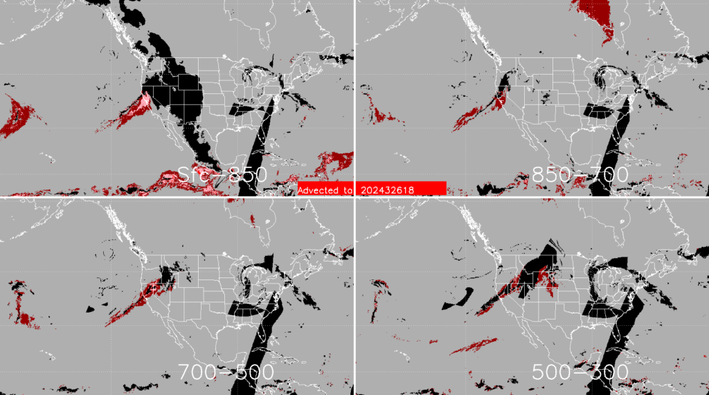 Figure 10: CIRA ALPW valid 1200 UTC 21 November to 1200 UTC 22 November 2024. This animation was exported from AWIPS, and display files can be shared upon request. Figure 11: CIRA Experimental ALPW Percentile Rankings valid 1800 UTC 21 November 2024. From CIRA