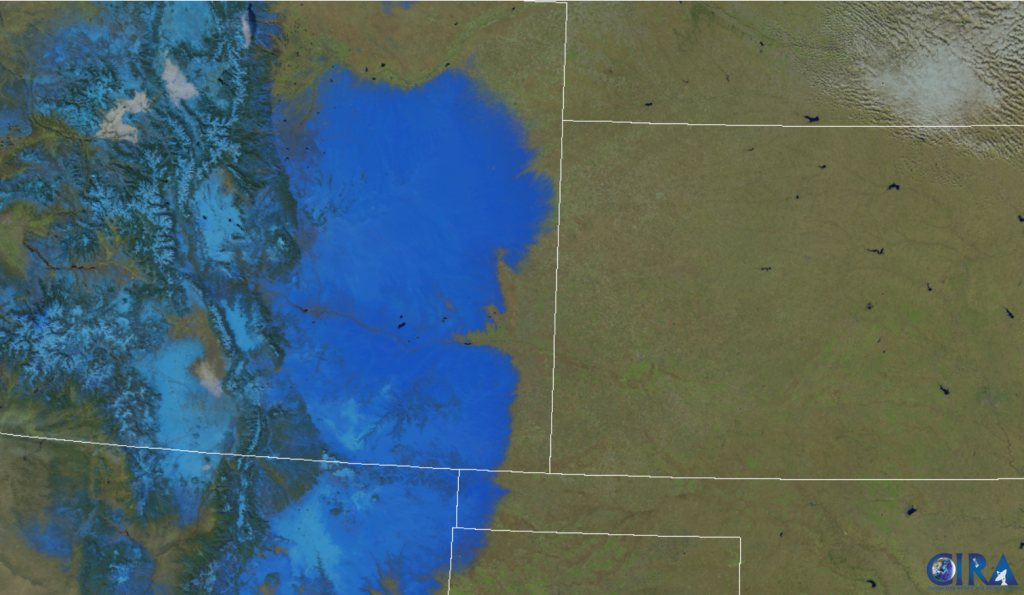 Figure 8: VIIRS Snowmelt RGB valid 1920 UTC 10 November 2024. From CIRA Slider