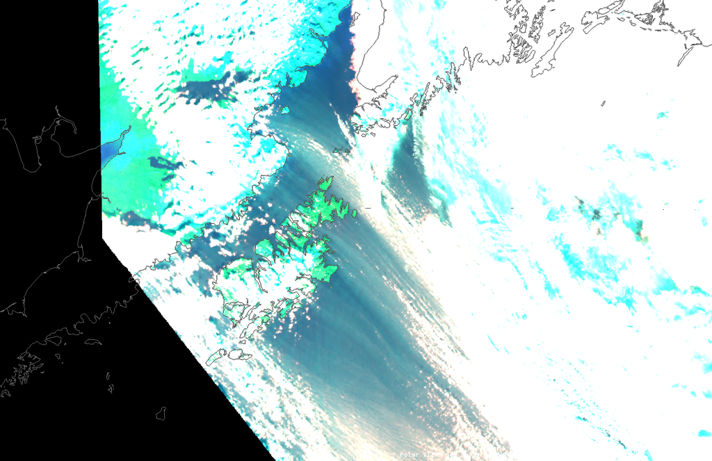 Figure 6: JPSS/VIIRS Sea Spray RGB valid at 2055 UTC 29 October 2024. Courtesy of Bill Line. This image was exported from AWIPS.