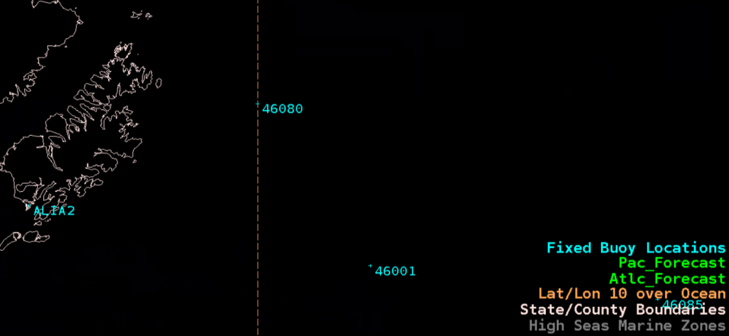 Figure 8: Buoy 46080 Location east of Kodiak Island, AK. This image was exported from AWIPS.