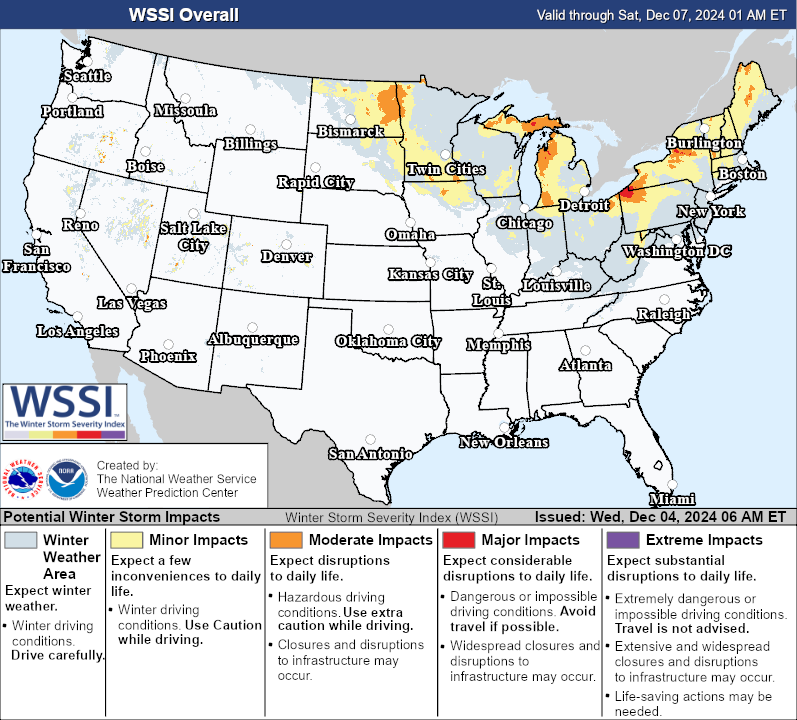 Figure 1: NWS WPC WSSI issued 1100 UTC 04 December 2024.