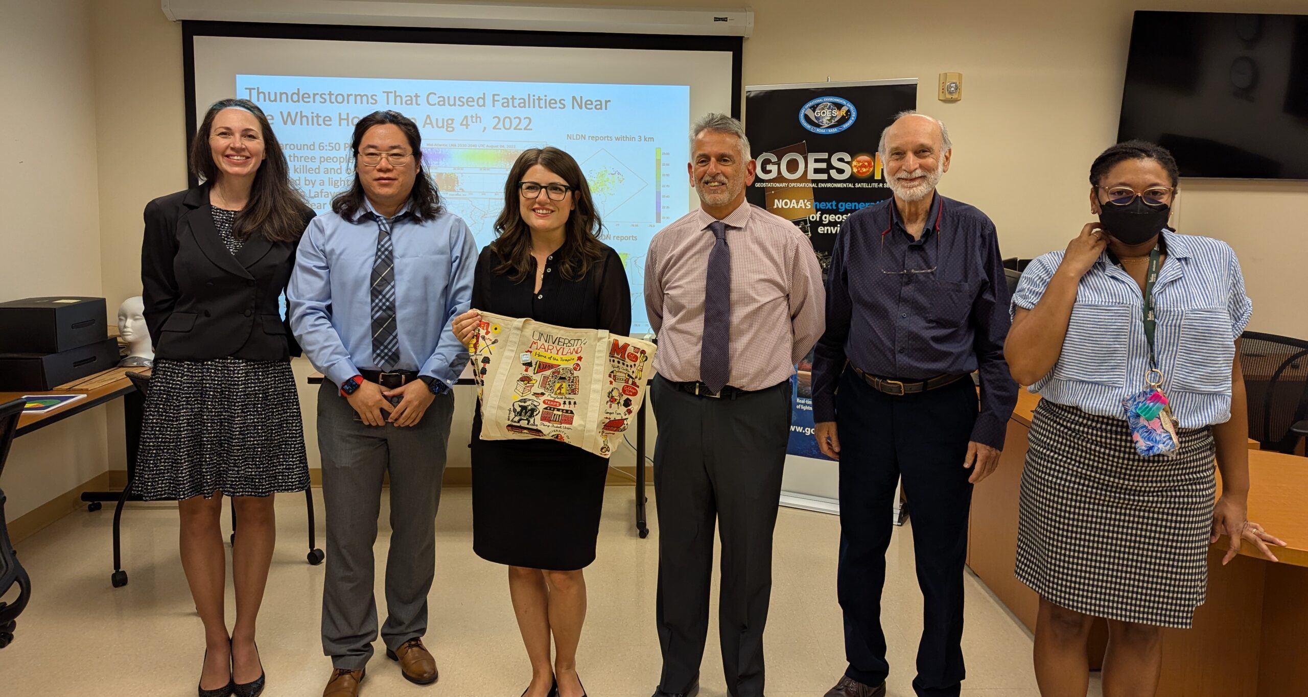 From left to right: Kate Cooney, Guangyang Fang, Sarah Elfreth, Ralph Ferraro, Hugo Berbery, Jennifer Collins