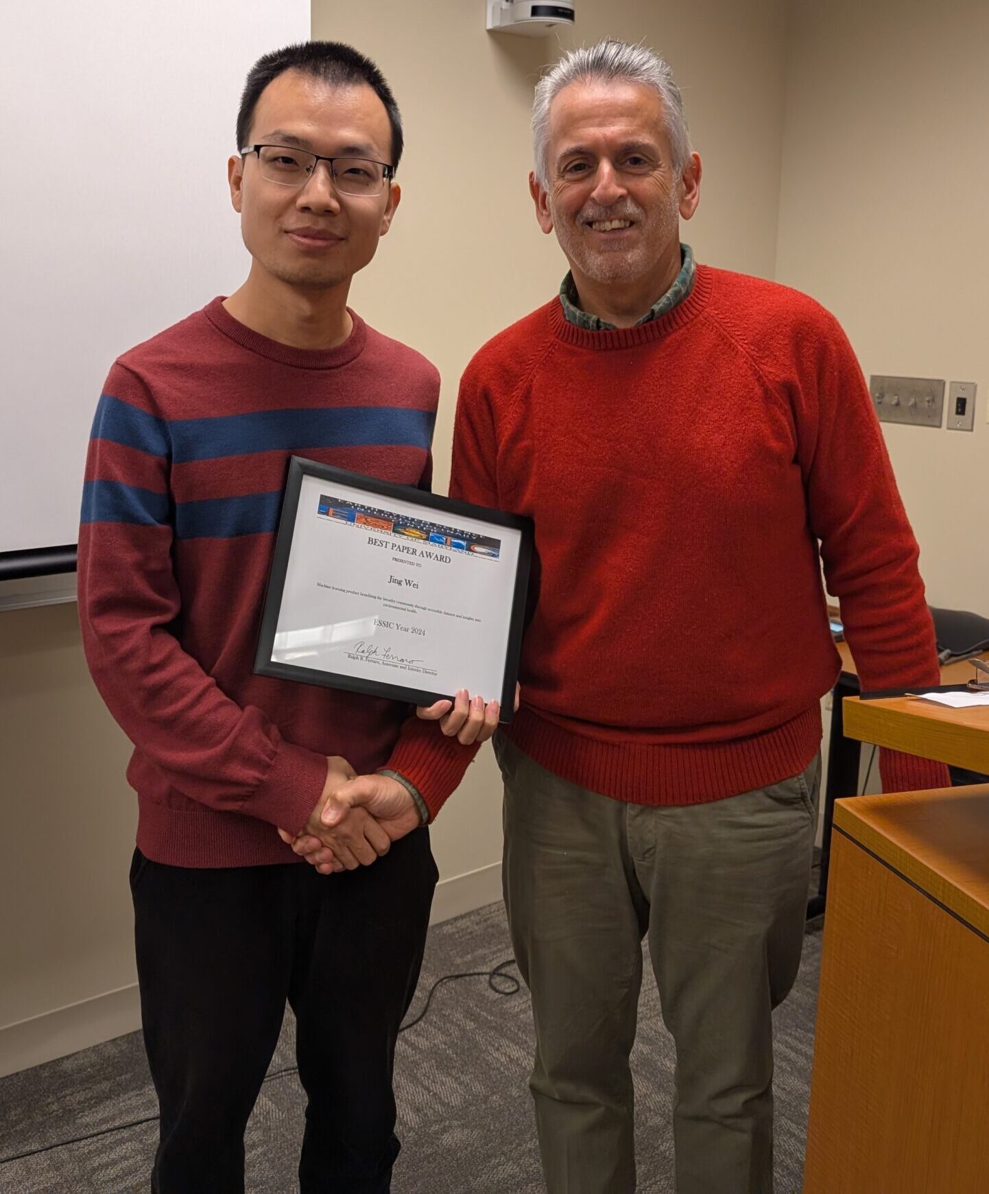 Jing Wei poses with Ralph Ferraro