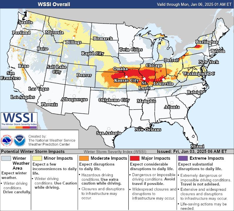 Figure 3: NWS/WPC WSSI issued 1100 UTC 03 January, valid through 0600 UTC 06 January 2025.