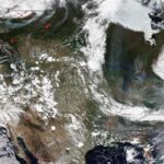 Long-range transport of Canadian wildfire smoke to the central and eastern United States: active fire points and smoke plume observed from NOAA-20 VIIRS on 7 June 2023. © NOAA Satellites