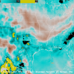 Figure 3: OSPO bTPW Percent of Normal imagery from ~1400 UTC 10 June to ~1900 UTC 11 June 2025. This animation was created in AWIPS, and display files can be shared upon request.