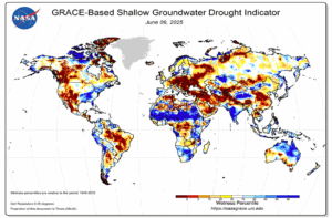 Figure 4. GRACE-based drought analysis for early June 2025 (https://nasagrace.unl.edu/)