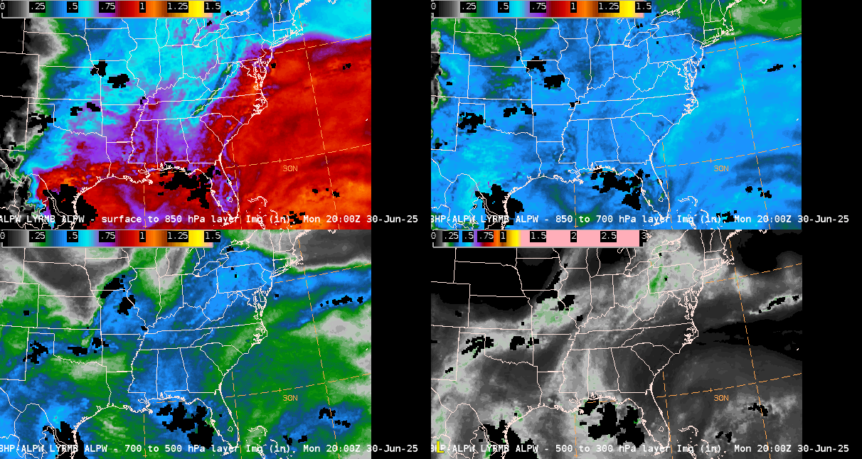 Figure 5: NESDIS/OSPO ALPW from ~2000 UTC 30 June to ~2000 UTC 01 July 2025. This animation was created from AWIPS, and display files can be shared upon request.