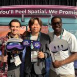Figure 1. Damian Figueroa, Guangyang Fang, and Samuel Wiggins (From left to right) at the AWE USA Conference in Long Beach, CA.