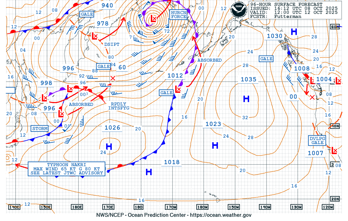 96-Hour Surface Forecasts issued by the NWS