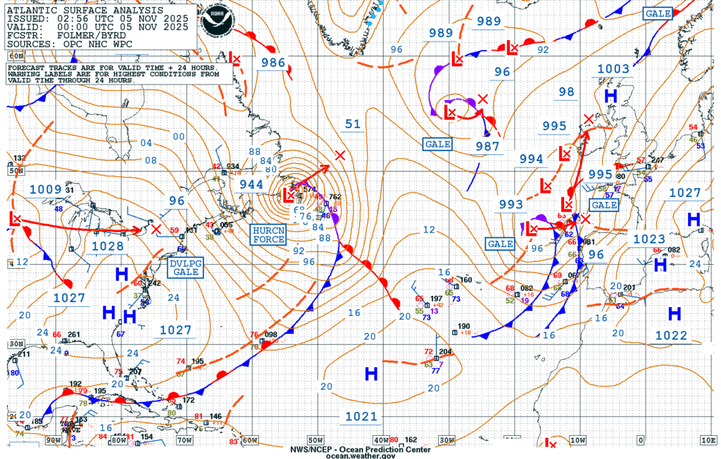 NWS OPC Atlantic Surface Analysis