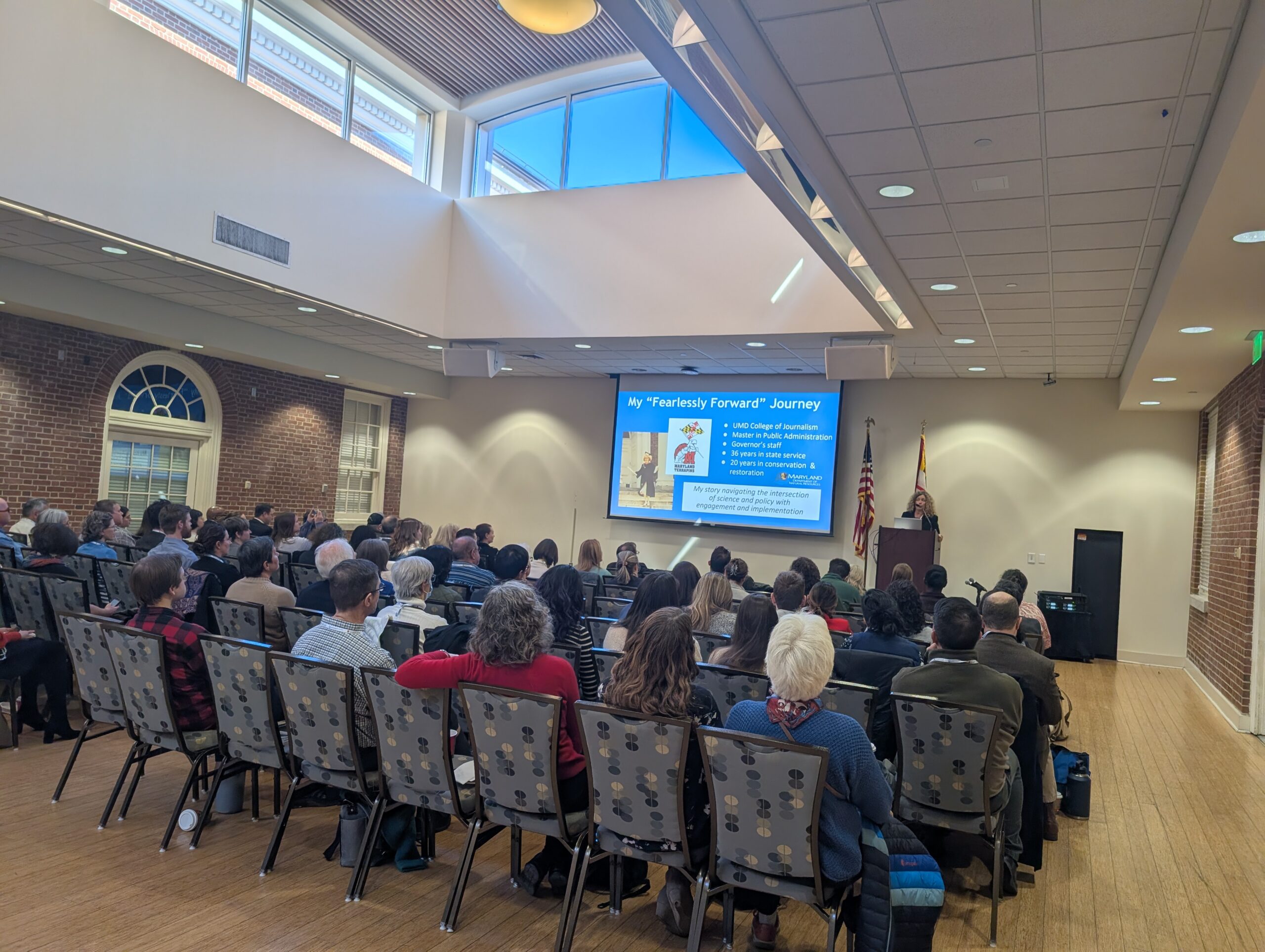 Kristen Saunders gives the keynote address.  Photo by Cazzy Medley.