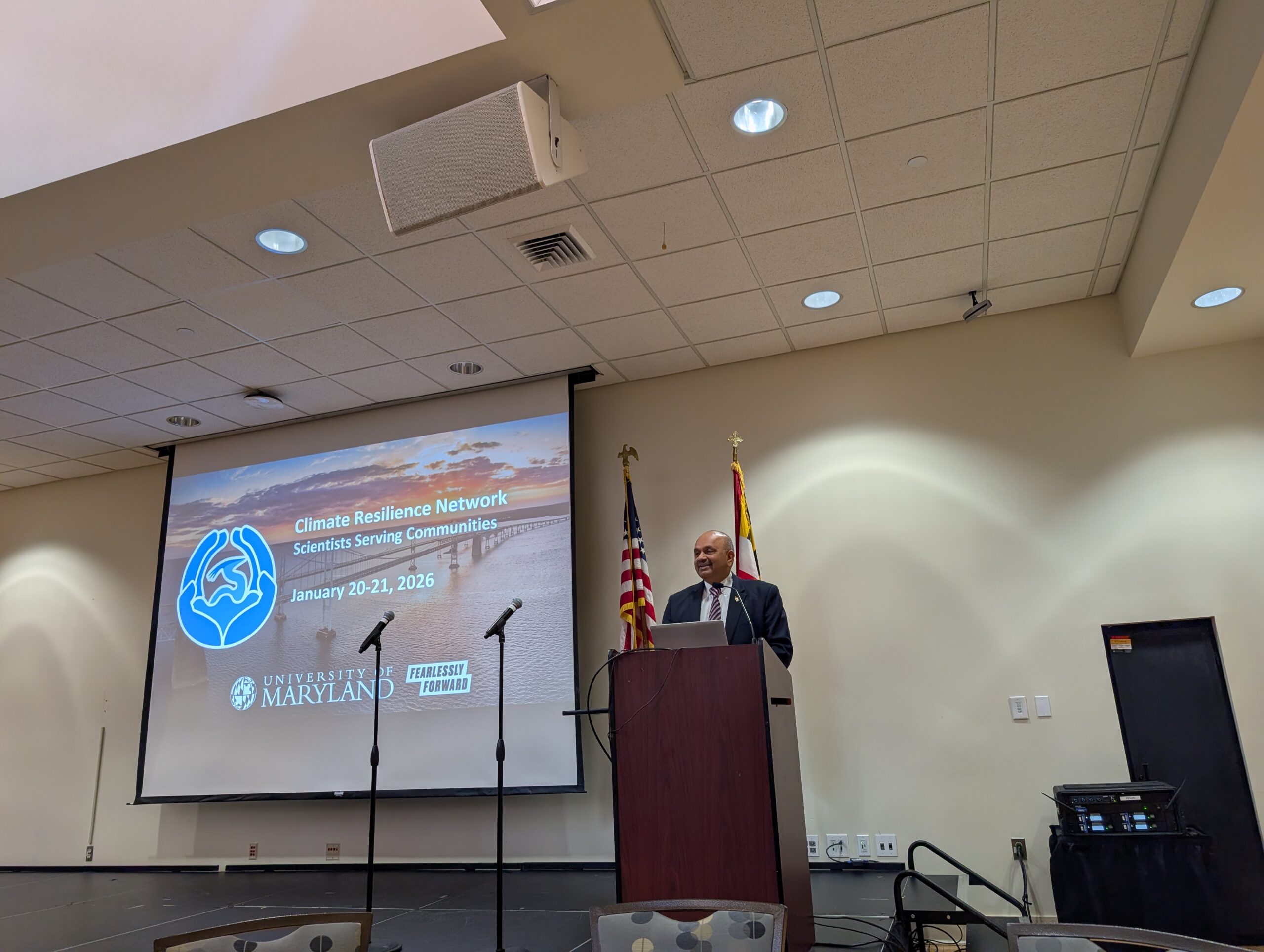 Amitahb Varshney, Dean of CMNS, gave opening remarks on Day 2. Photo by Cazzy Medley.