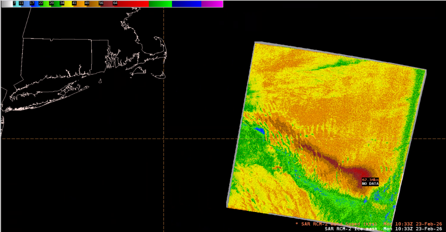 RCM-2 SAR pass valid at ~1030 UTC 23 February 2026.