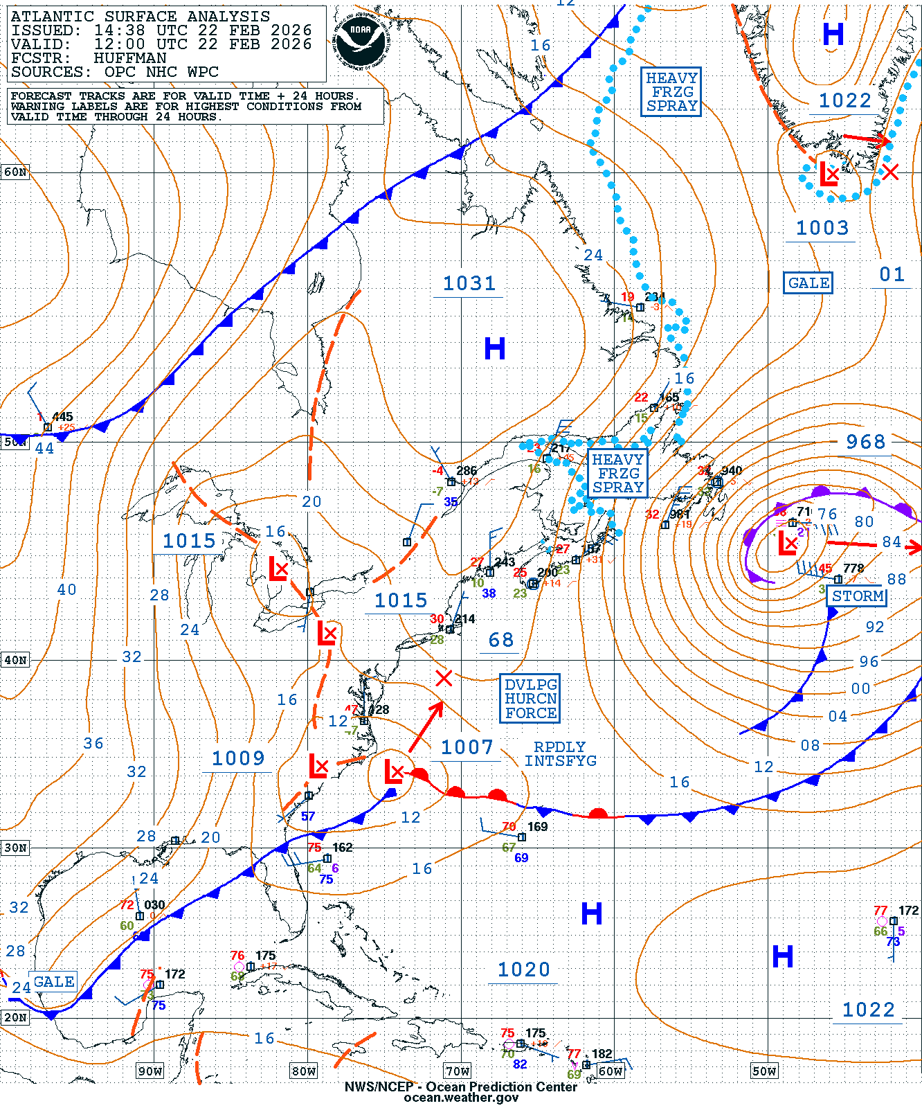 NWS OPC North Atlantic Surface Analysis