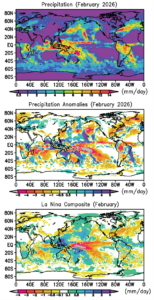 Monthly precipitation and anomalies for February 2026