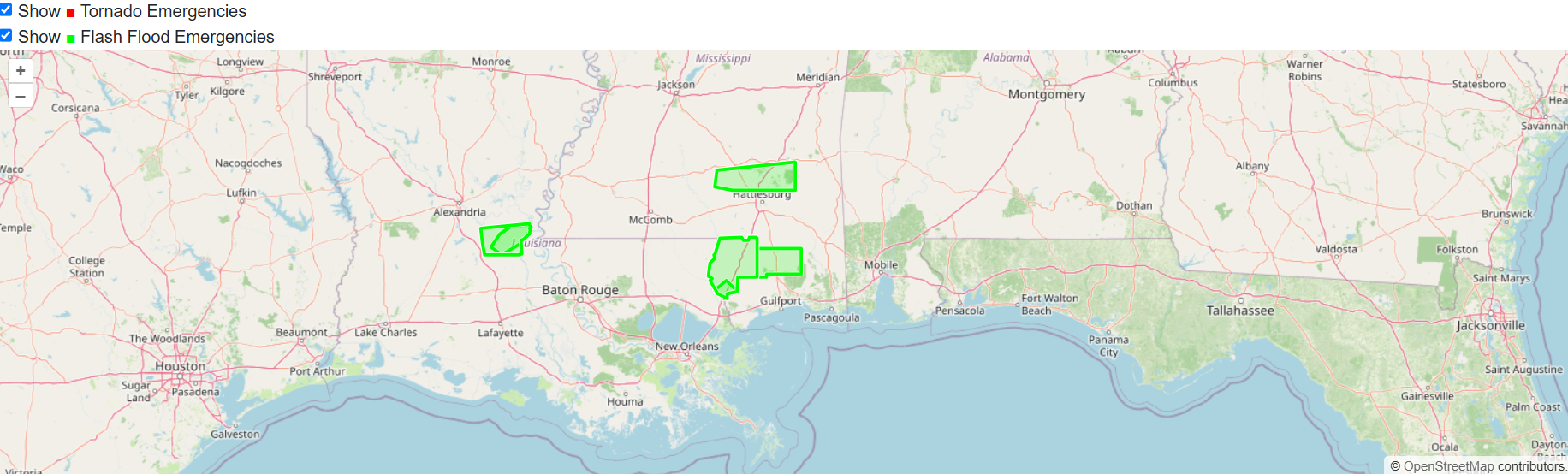 Map of Flash Flood Emergencie