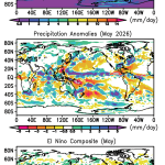 Monthly precipitation anomalies in May 2026
