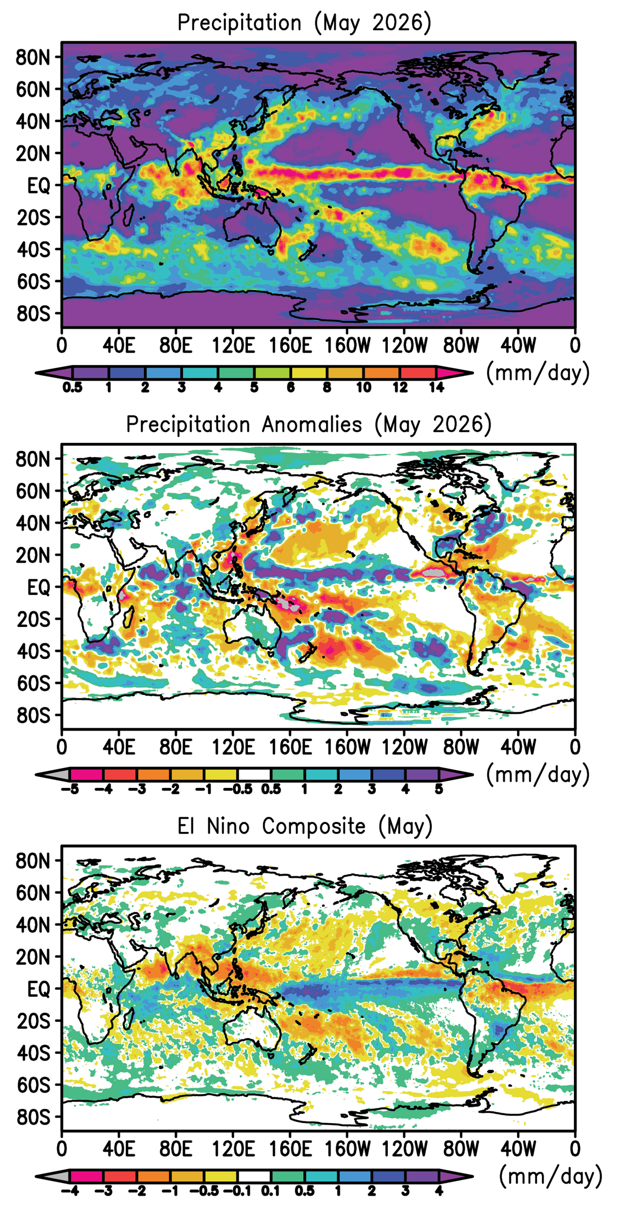 Monthly precipitation anomalies in May 2026