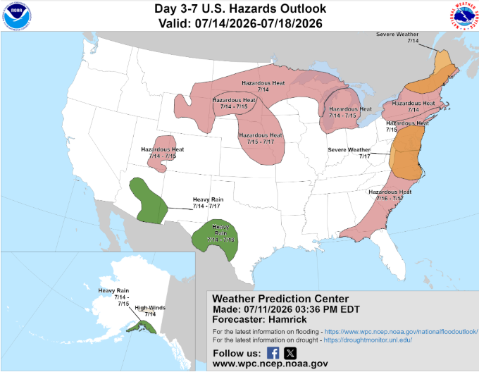 NWS WPC Day 3-7 U.S. Hazards Outlook