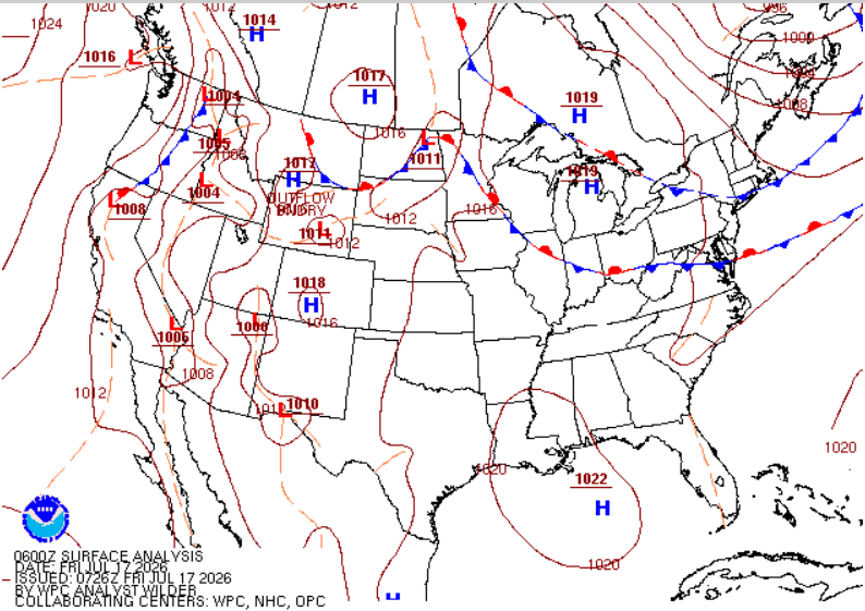 NWS Weather Prediction Center Surface Analysis