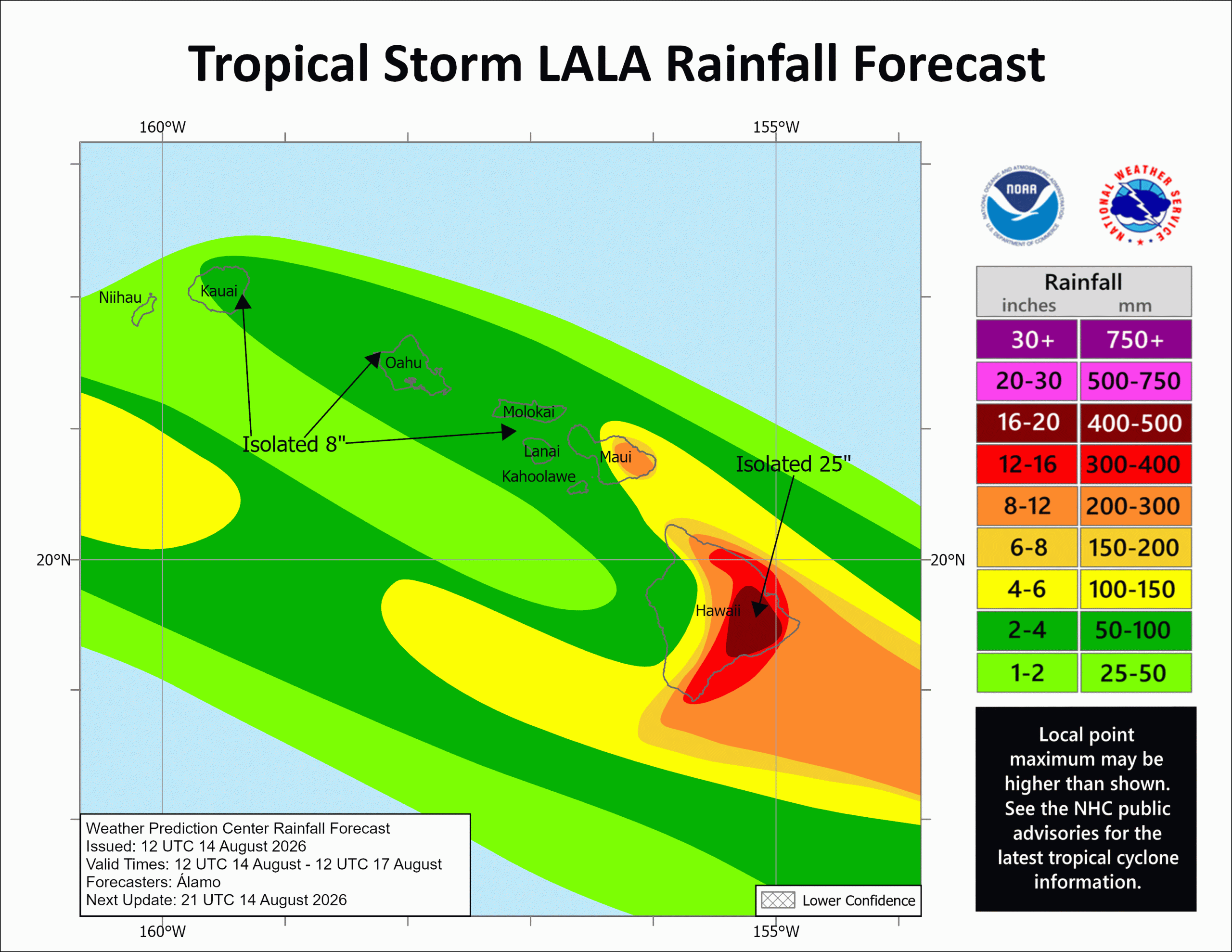 NWS WPC Rainfall Forecast for Tropical Storm Lala