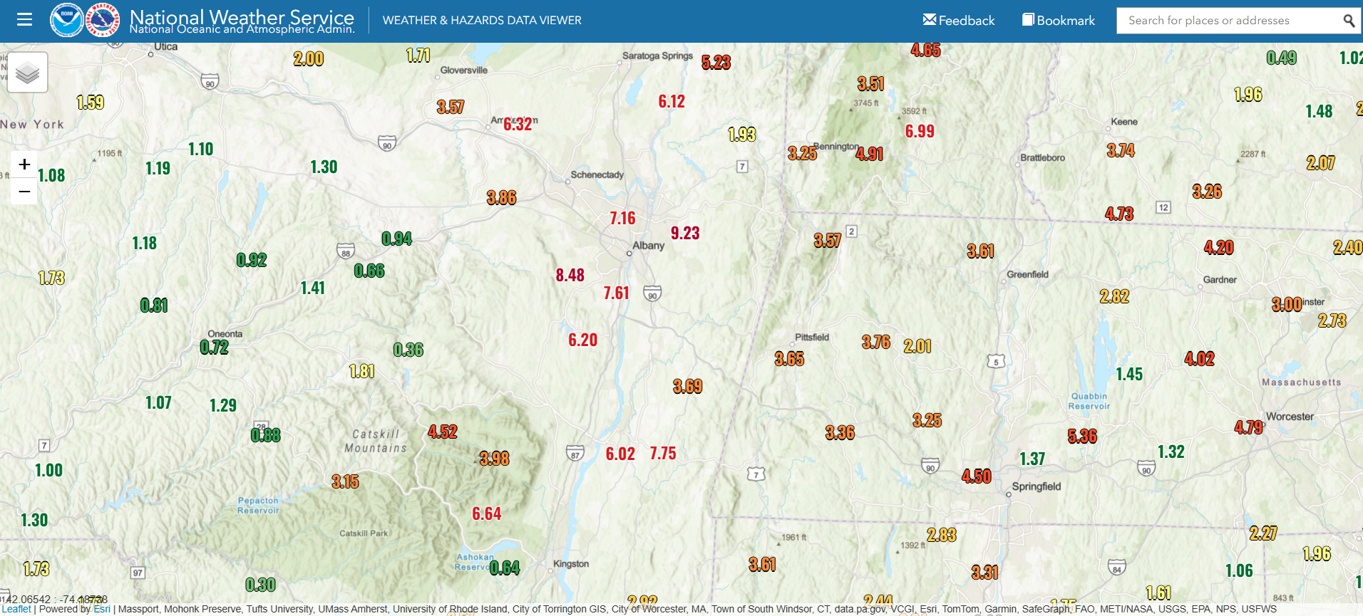 72-hour rainfall totals