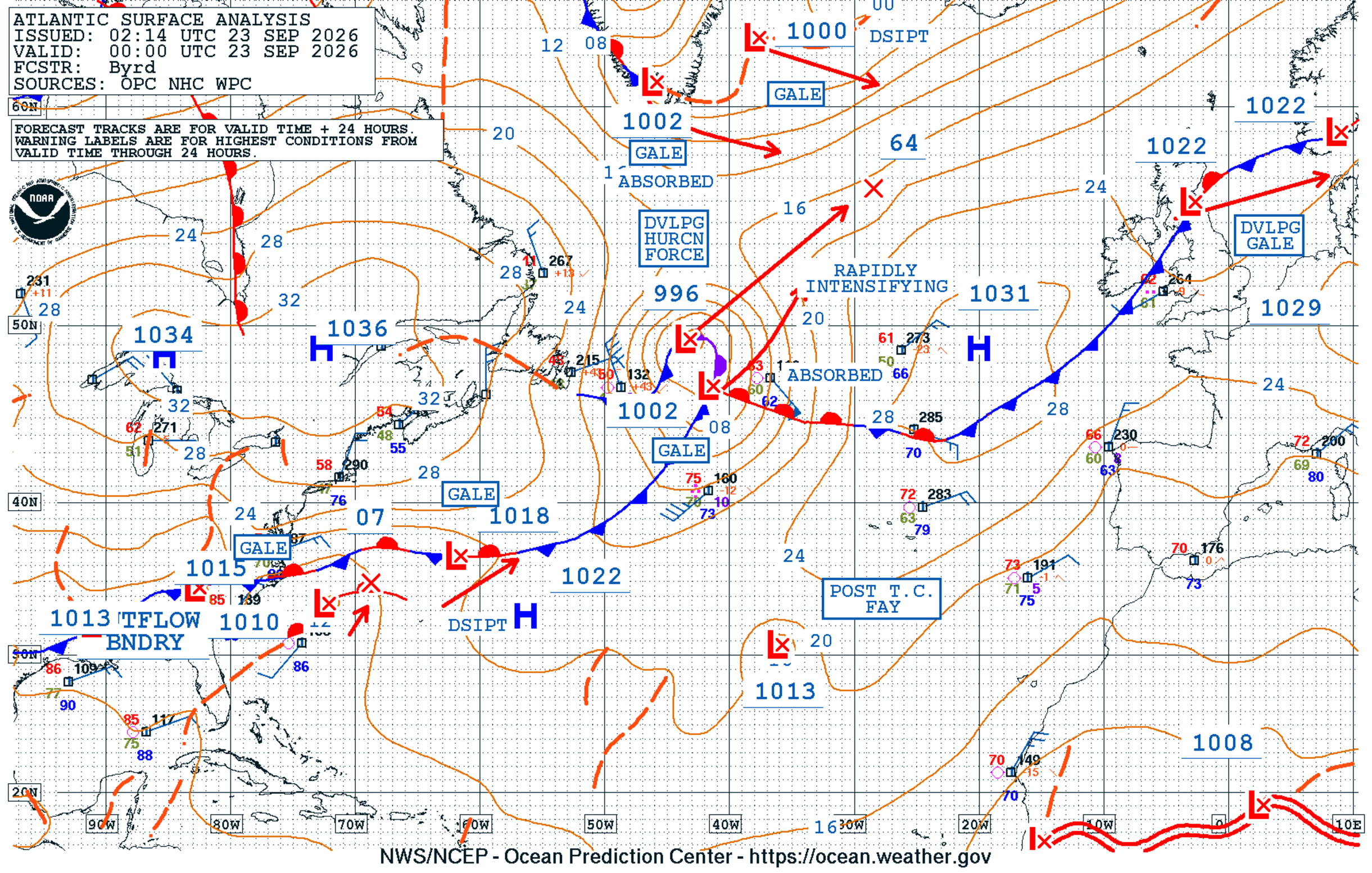NWS OTC North Atlantic Surface Analysis
