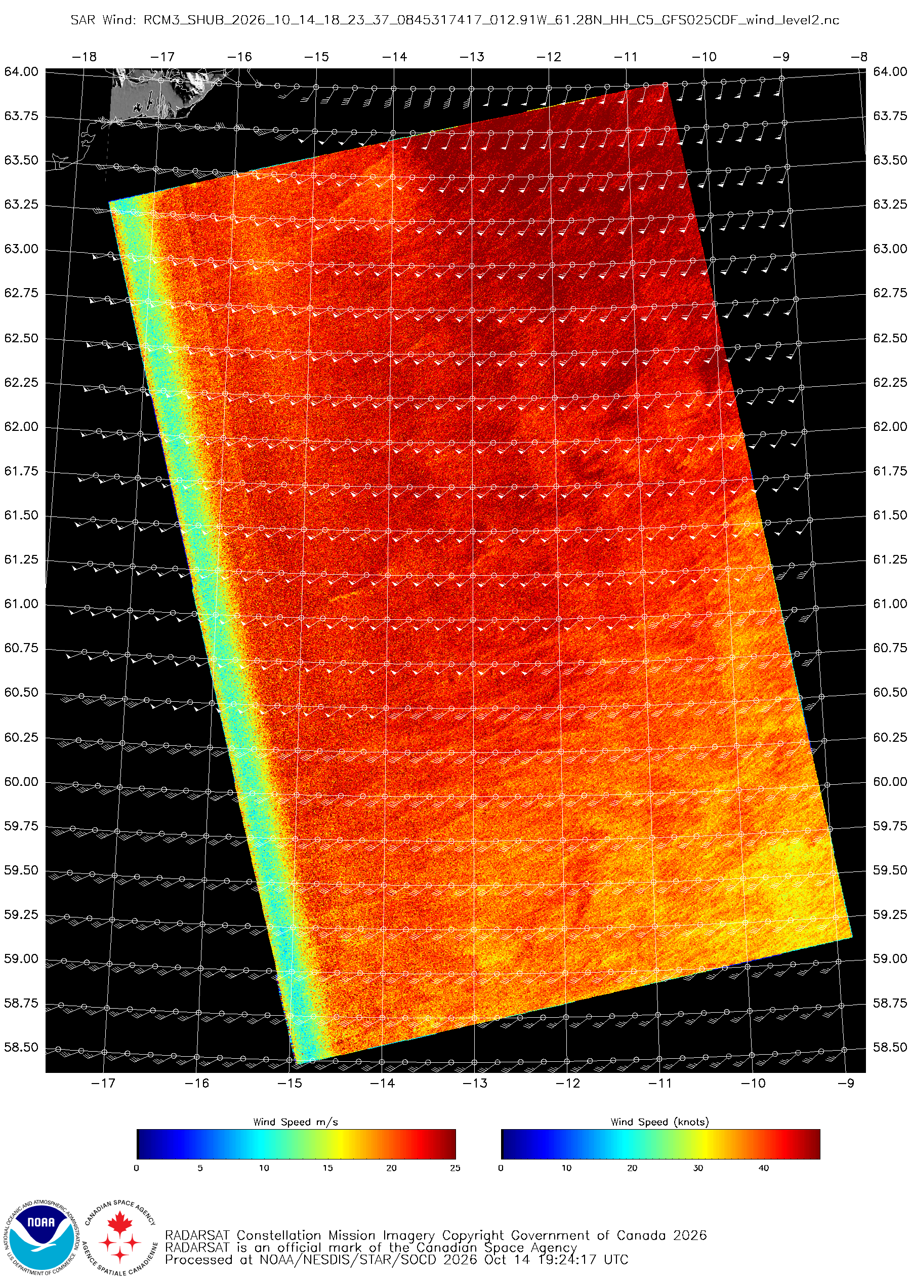 RCM3 SAR Winds imagery