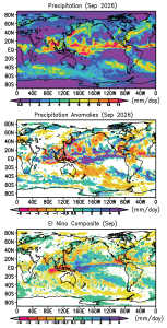 Monthly precipitation and anomalies in September 2026